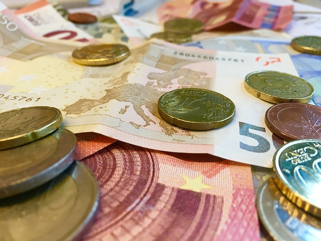 detailní pohled na eura a mince